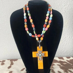 Spring‎ Colored Cross Necklace